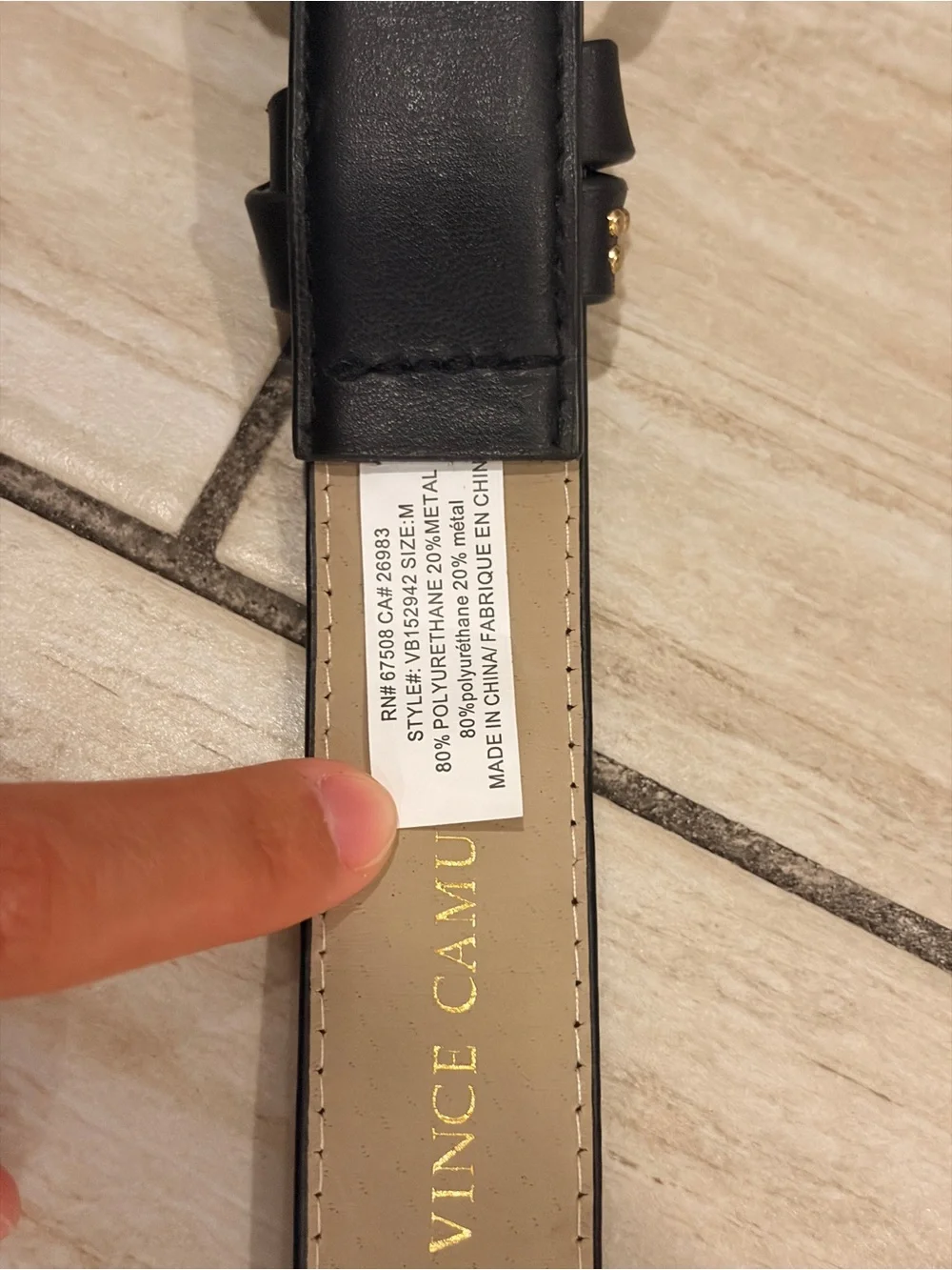 Vince Camuto Black Belt with Gold Studs and Gold Ring Buckle